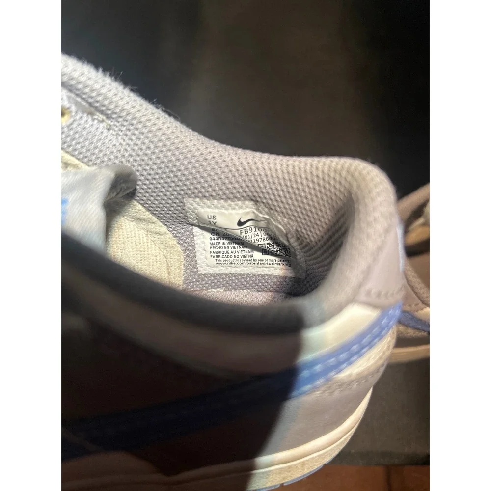 Nike Dunk Low Toddler Shoes‎ Light Grey White Blue Swoosh Sneakers Size 1Y